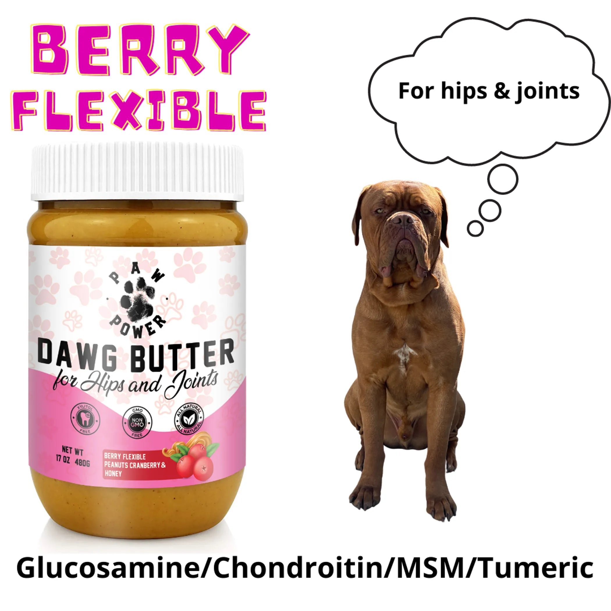 Dawg Butter Berry Flexible — Hip & Joint Support Peanut Butter for Dogs