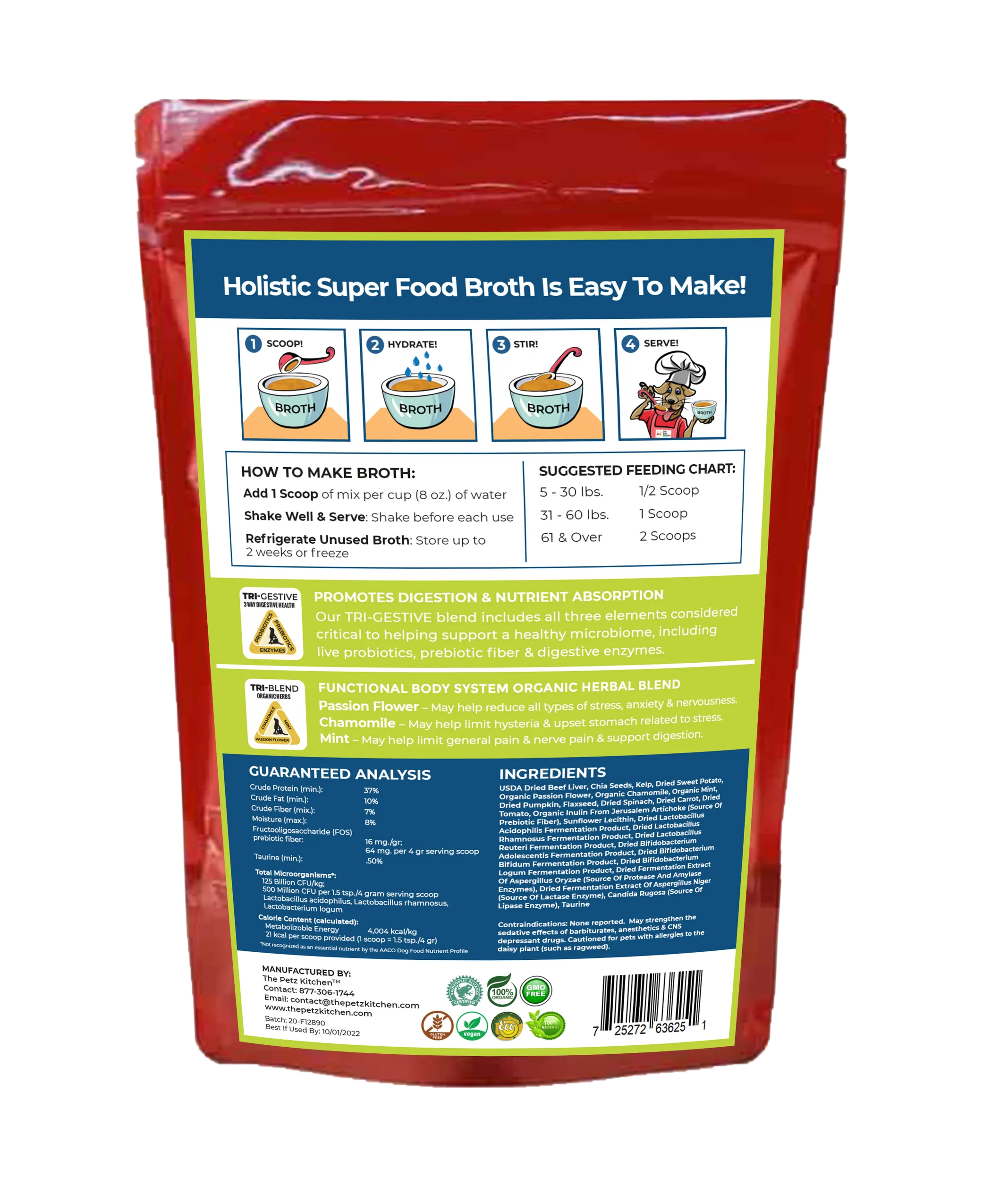Petz Kitchen Stress & Anxiety Support Broth — Calming Superfood Broth for Dogs & Cats