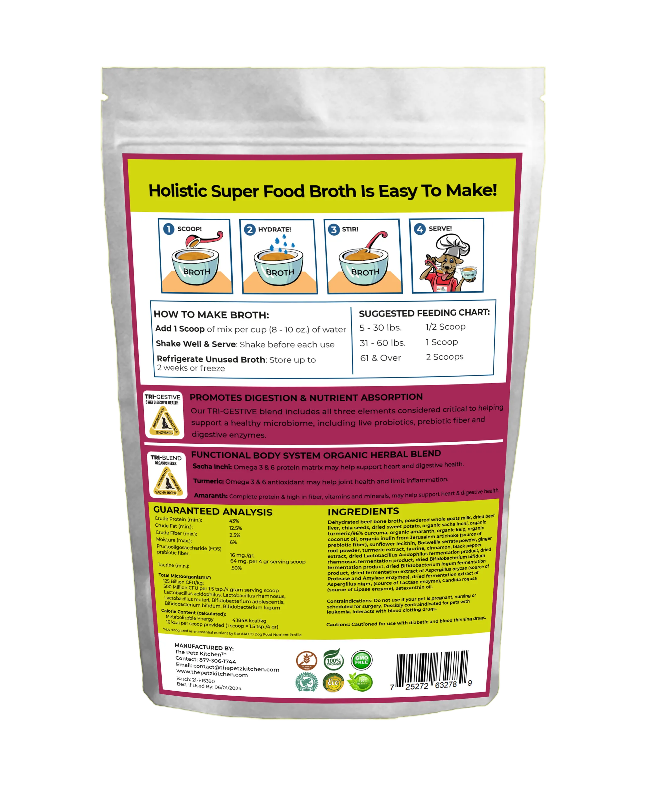 Petz Kitchen Goats Milk & Bone Broth Joint, Skin & Coat Support Broth — Holistic Superfood Blend
