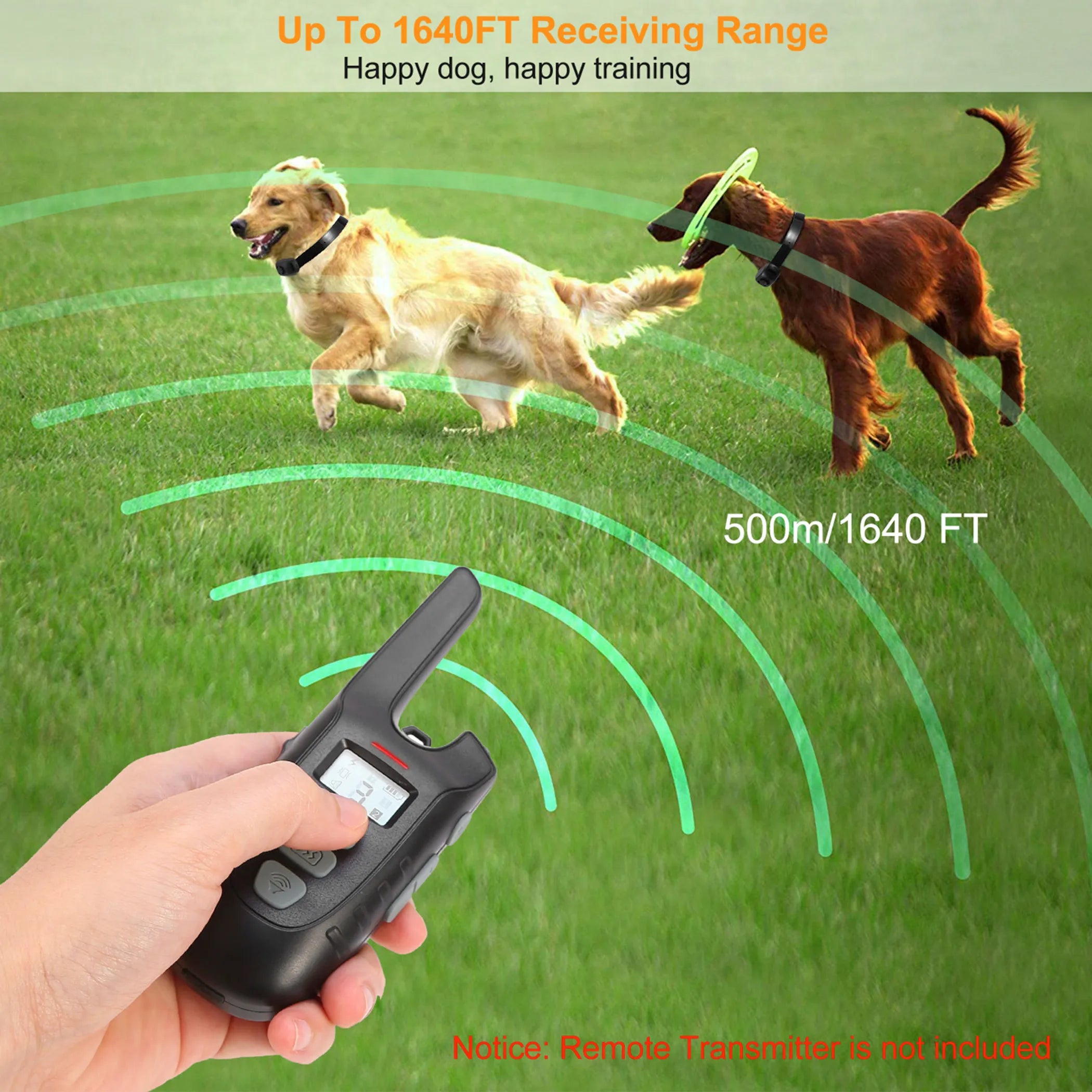 Dog Bark & Training Collar IP67 Waterproof — 1640FT Range, 3-Mode Rechargeable System