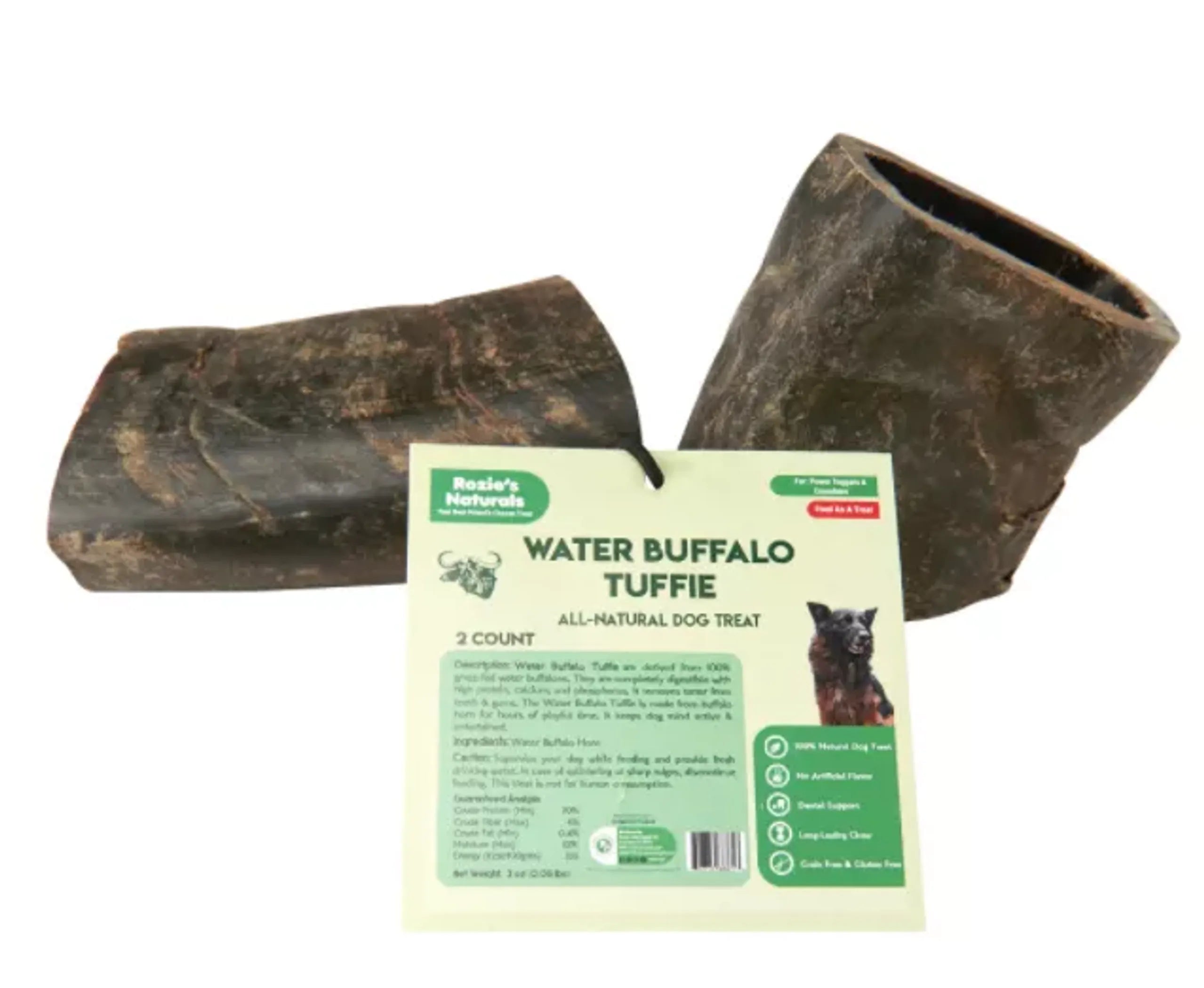 Water Buffalo Horn Tuffie Chews — Natural Sections for Aggressive Chewers