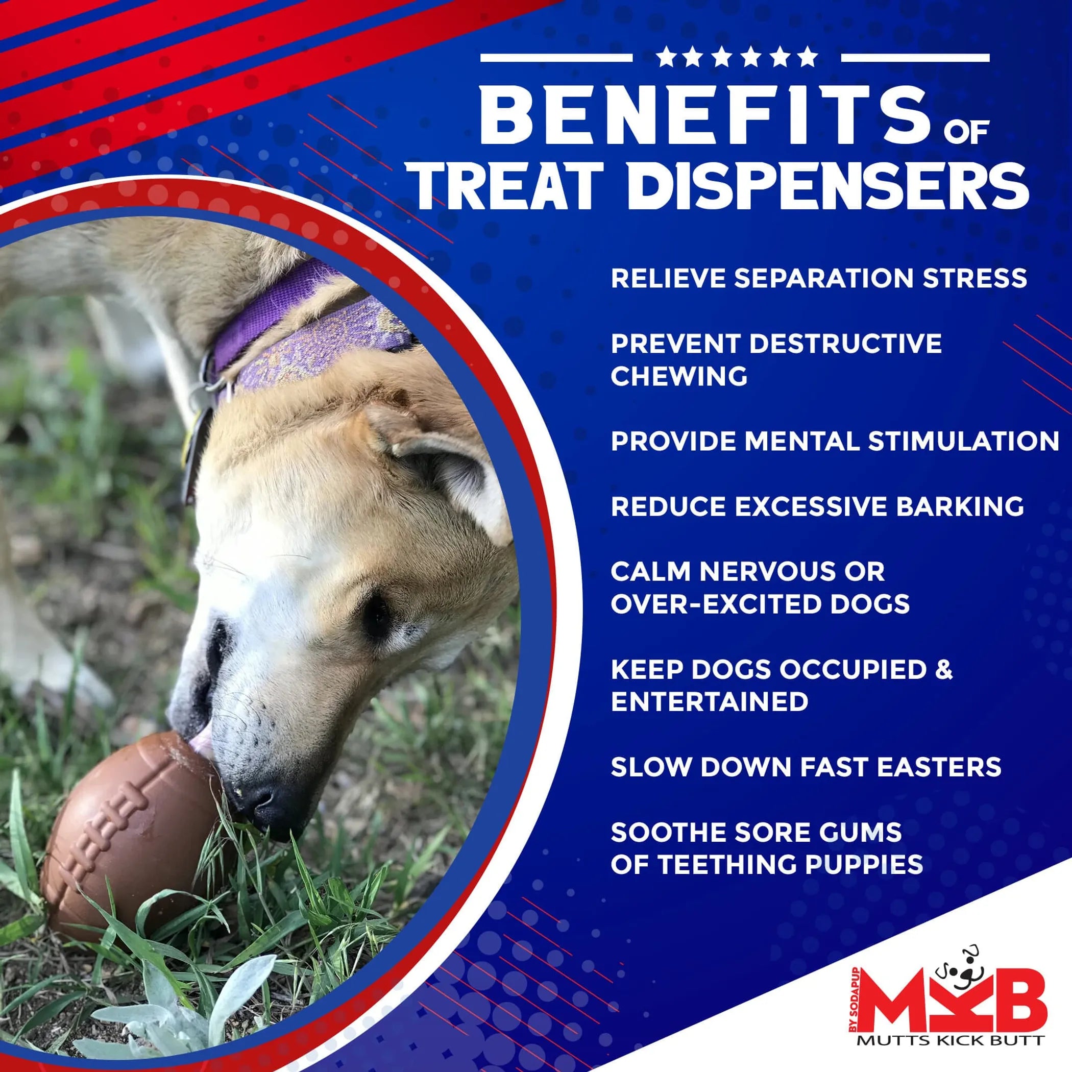 SodaPup Football eDispenser — Durable Rubber Chew Toy & Treat Dispenser for Power Chewers