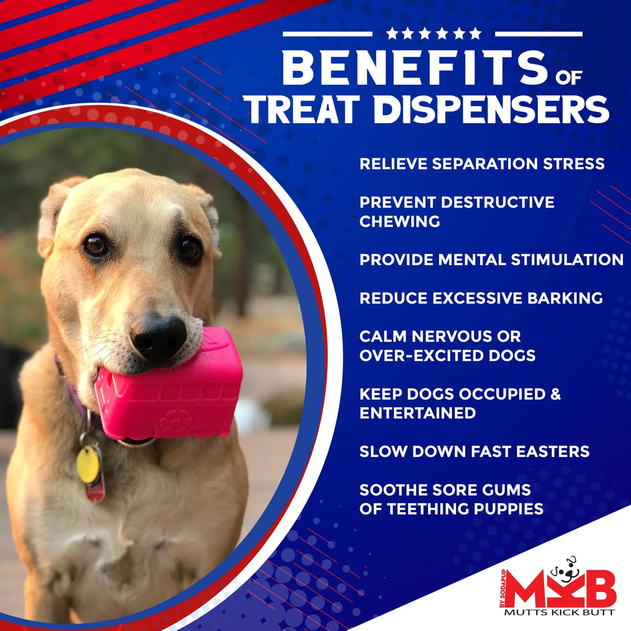 SodaPup Surf's Up! Retro Van eDispenser — Durable Rubber Chew Toy & Treat Dispenser for Large Dogs