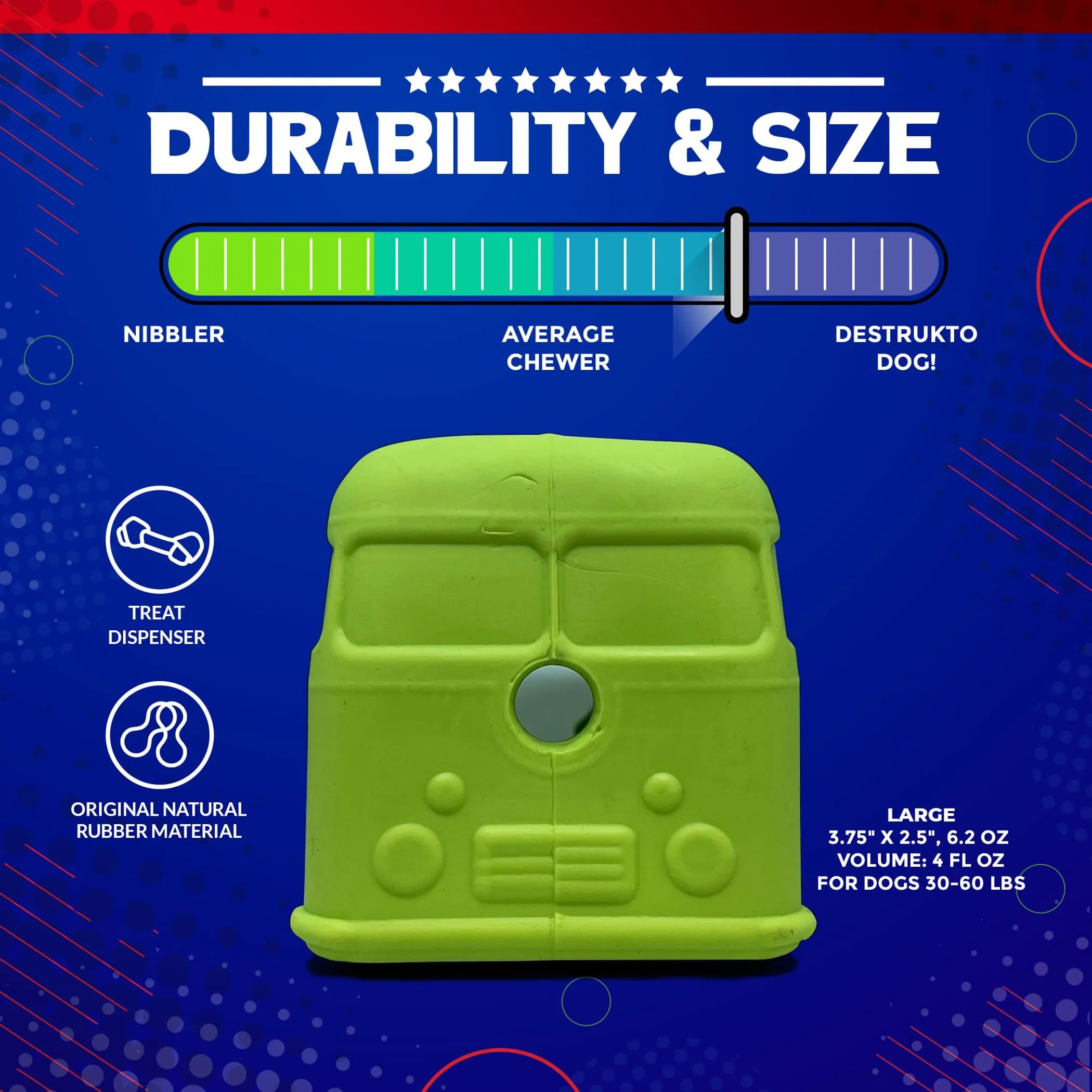 SodaPup Surf's Up! Retro Van eDispenser — Durable Rubber Chew Toy & Treat Dispenser for Large Dogs