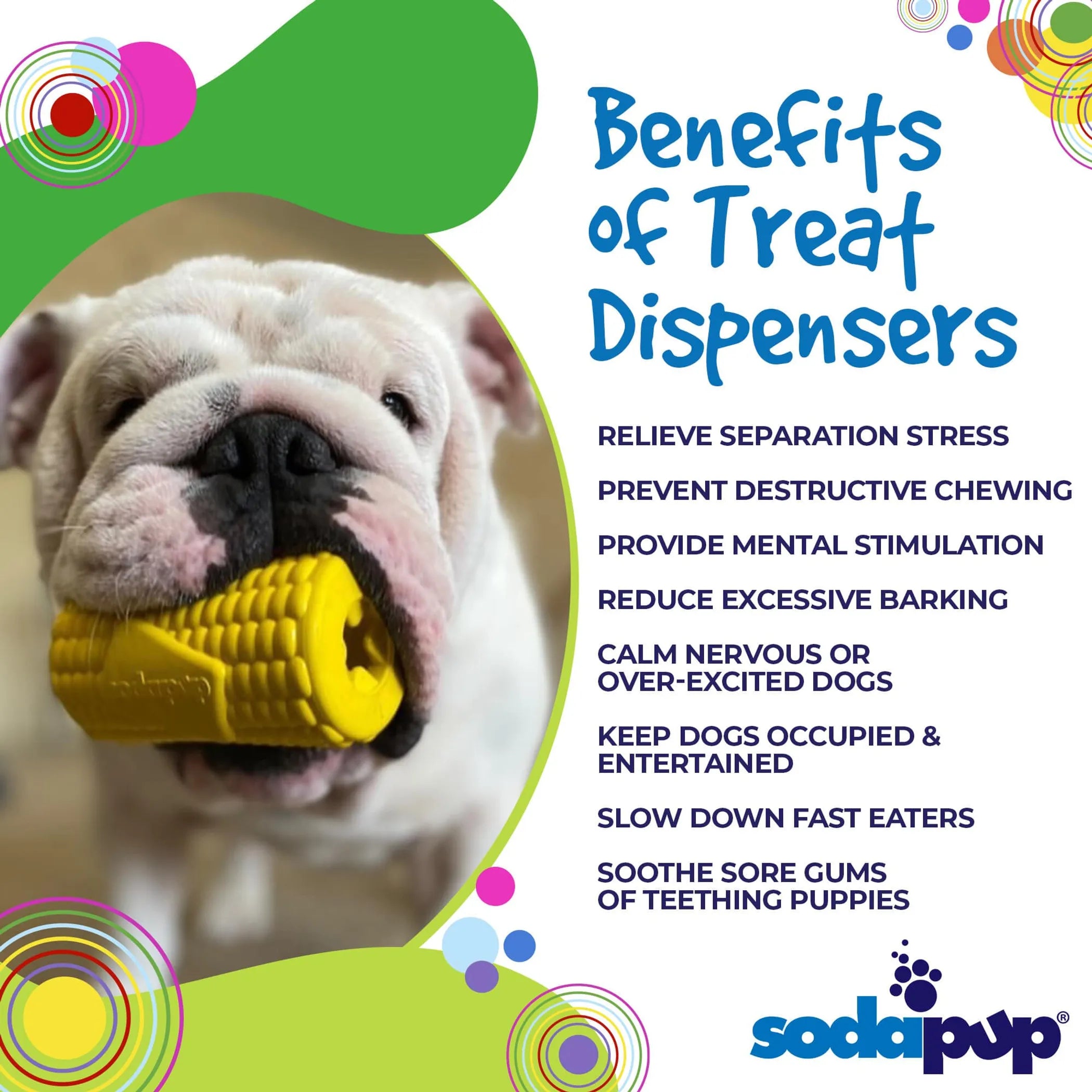 SodaPup Corn on the Cob eDispenser — Durable Rubber Chew Toy & Treat Dispenser for Dogs
