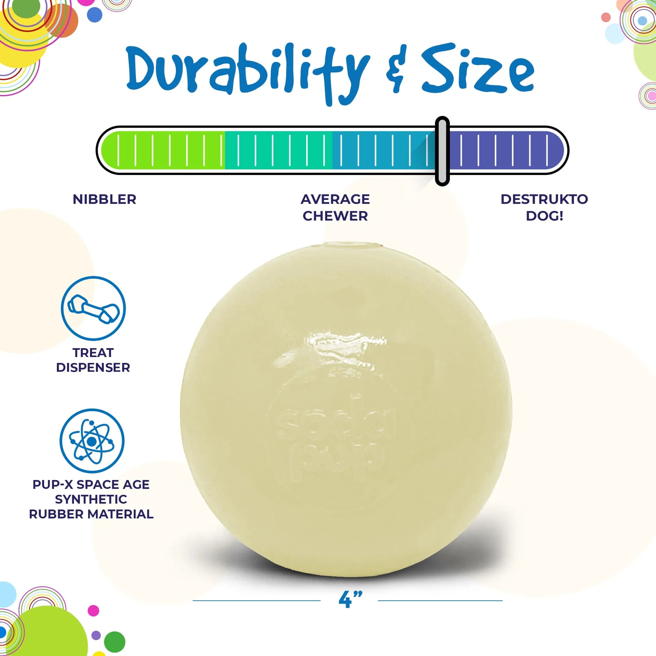 SodaPup PUP-X Glow Ball — Treat Dispenser, Water Toy & Fetch Ball for Active Dogs