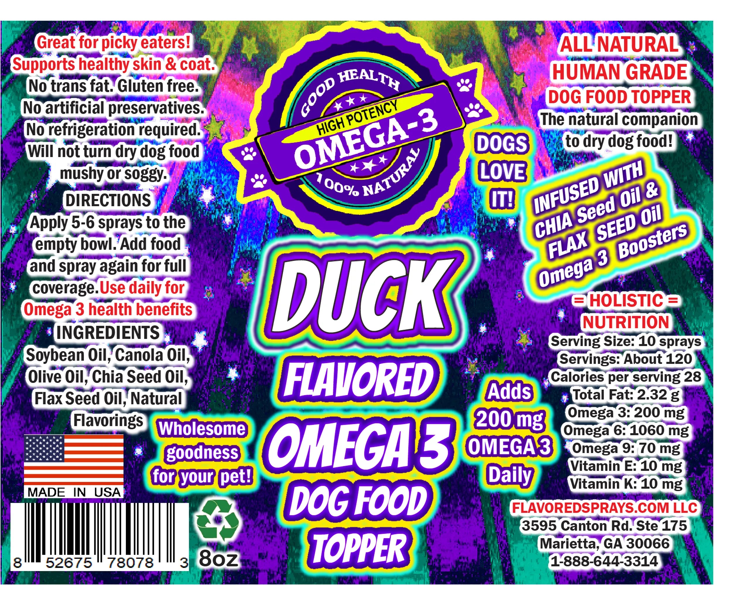 Omega-3 Duck Flavor Spray — Natural Dog Food Topper & Coat Support