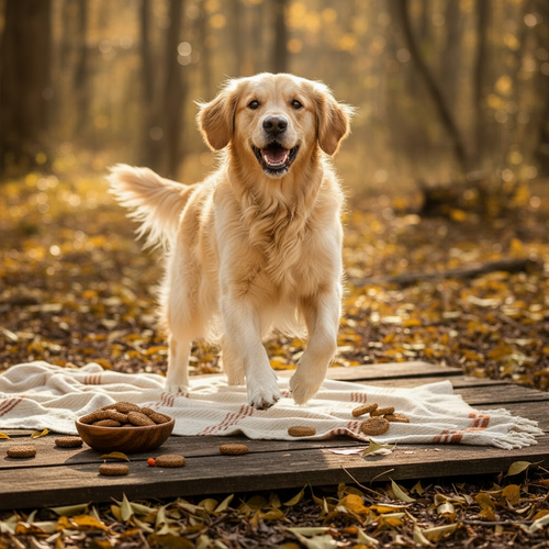 Buffalo Tripe Patties lifestyle photo with dog