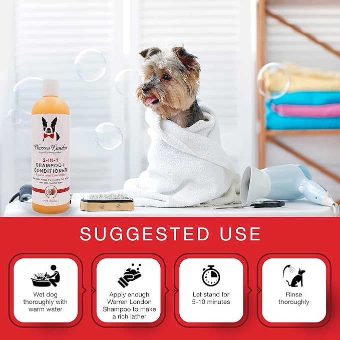 Warren London 2-in-1 Dog Shampoo & Conditioner — Professional Formula, 4 Options